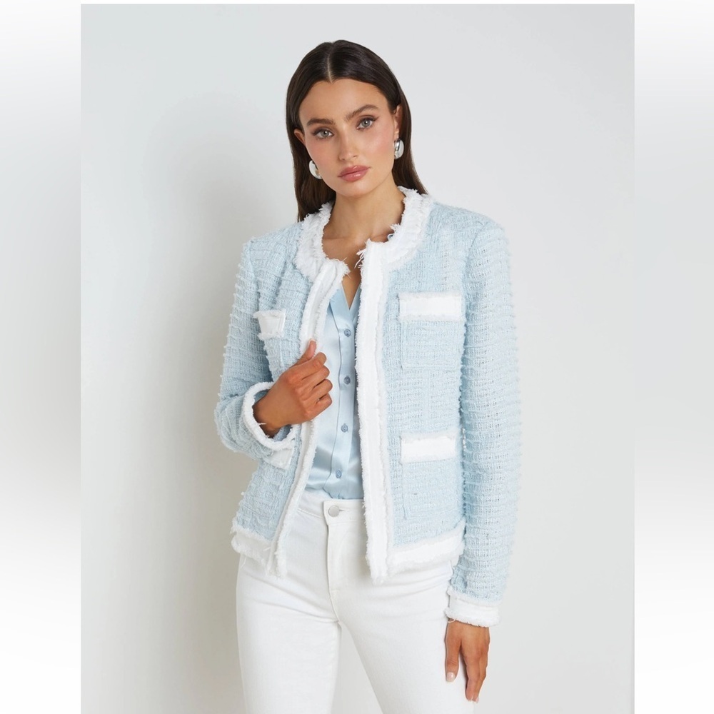 L'AGENCE Agnes Tweed Denim Jacket NWT